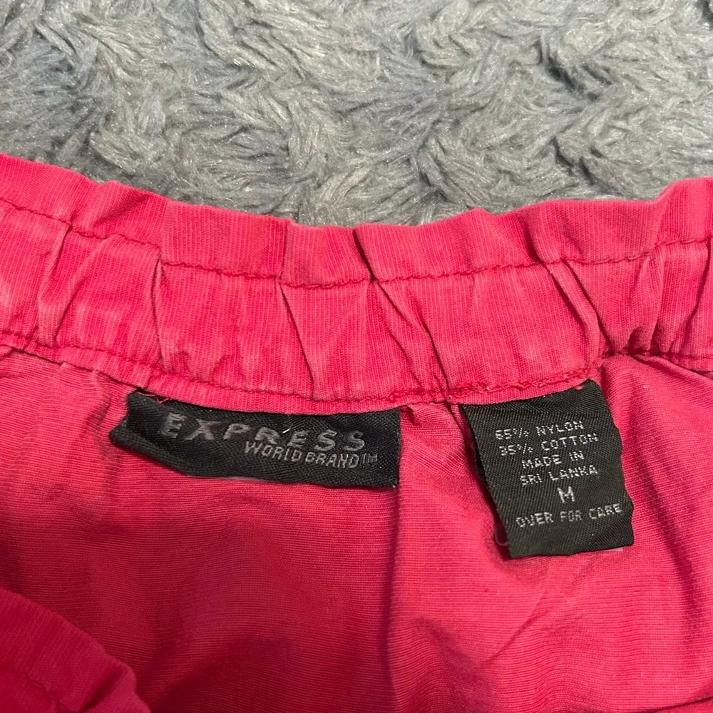 Express Red Midi Pencil Skirt Ruched Casual - Picture 2 of 5